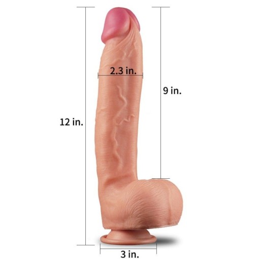 Dildo realist cu două straturi de silicon  Dildo 12 Dual Layered Platinum Silicone Cock 1- 30.5cm x 5.8cm