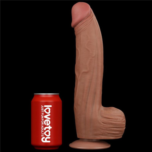 Dildo realist gigantic 12'' King Sized Sliding Skin Dual Layer Dong Brown (31cm) - Img 5