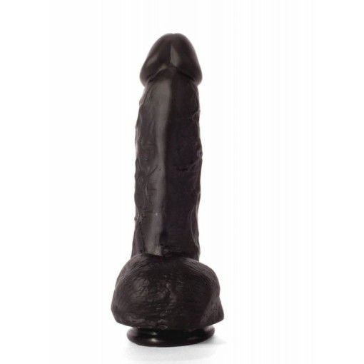 Dildo realistic cu testicule si ventuza Dildo Silicon 8.5" Colours Pleasure Black (21cm x 5cm) - Img 4