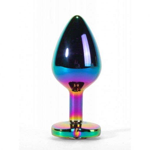 Dop anal Mediu Secret Shine Metal Butt Plug Rainbowheart M (8.2cm) - Img 3