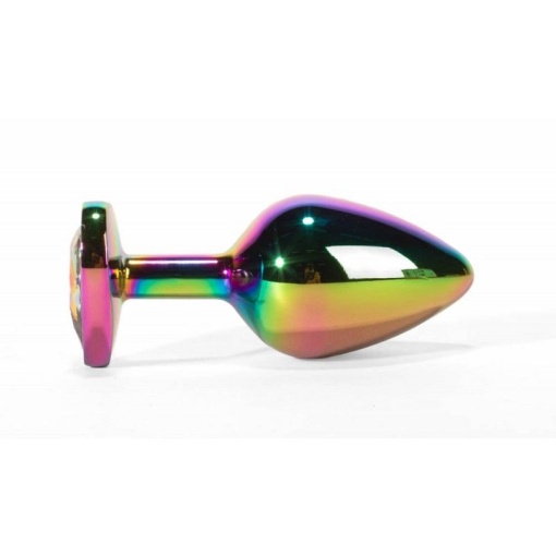 Dop anal Mediu Secret Shine Metal Butt Plug Rainbowheart M (8.2cm) - Img 6