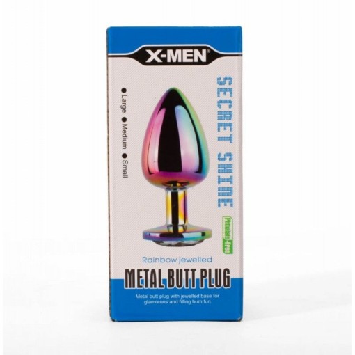 Dop anal metalic Large Secret Shine Metal Butt Plug Rainbow (9.5 x 4.1cm) - Img 3