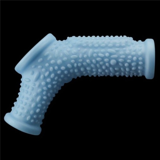 Inel erectie cu vibratii Vibrating Drip Knights Ring with Scrotum Sleeve Blue - Img 5