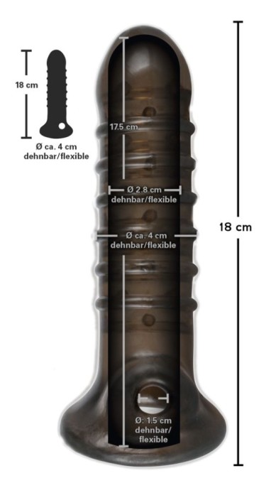 Manșon pentru penis cu buclă cu canelur Penis Sleeve 18cm - Img 3