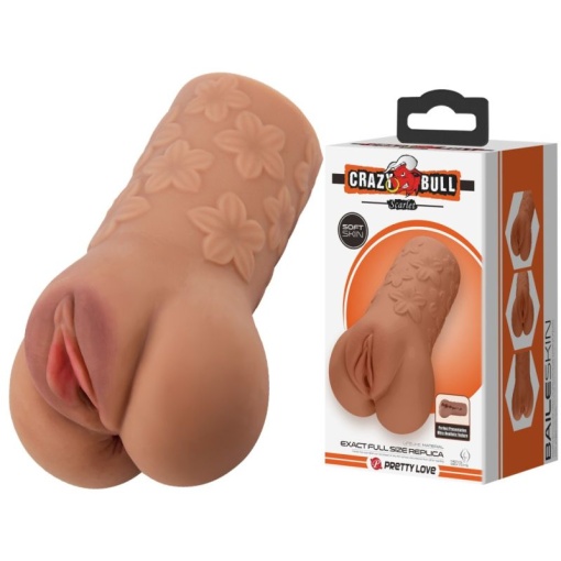 Masturbator Realist Crazy Bull Scarlet Brown – Material TPR, Textură Stimulatoare