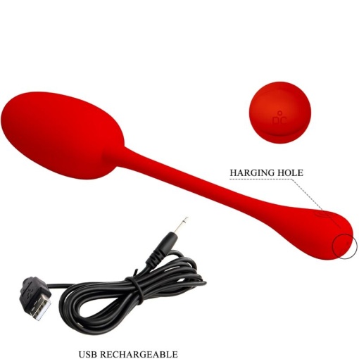 Ou Vibrator Pretty Love Knucker, 12 Moduri Vibratii, Silicon, USB, Rosu - Img 6