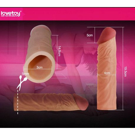 Prelungitor penis Pleasure X-Tender Penis Sleeve 3 Flesh 19cm - Img 2