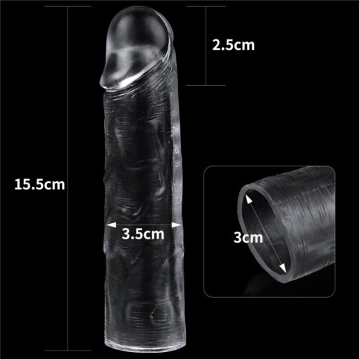 Prelungitor penis transparent Flawless Clear Penis Sleeve Add 1'' 15.5cm - Img 2
