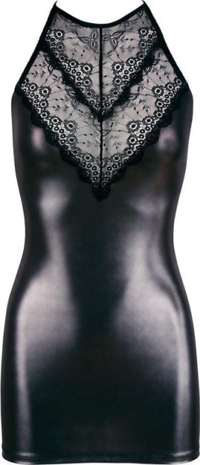 Rochie sexy, mulata, fara maneci, cu aspect lucios Red Corner, negru - XS - Img 3