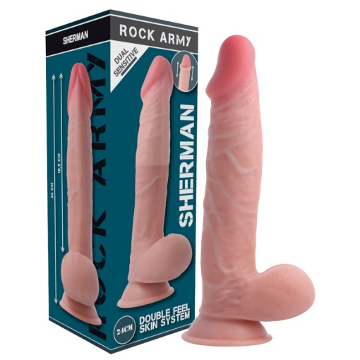 Strapon cu Dildo realist The Dual Density Sherman Dimensiune 24 cm x 4,46 cm - Img 6