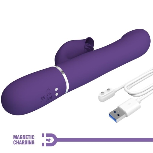 Vibator multifunctional Pretty Love - Zalin Rabbit Vibrator Pearls 4 in 1 (Purple) - Img 3