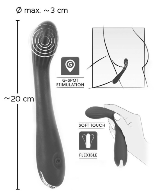 Vibrator curbat cu cap flexibil G-Spot Vibrator Sweet Smile (20 cm) - Img 5
