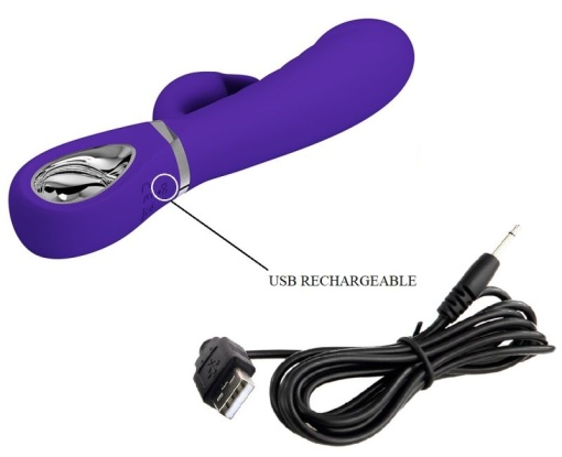 Vibrator Iepuras Pretty Love Prescott, 7 Moduri Vibratii, Silicon, USB, Violet, 20 - Img 3