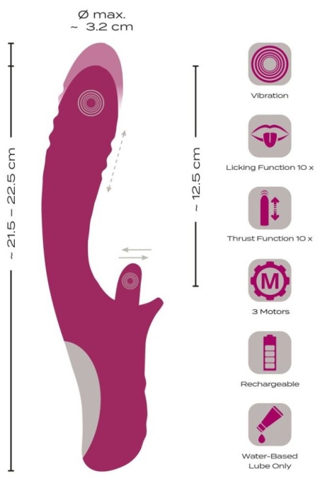 Vibrator Javida Licking &amp; Thrusting Vibrator - Img 3
