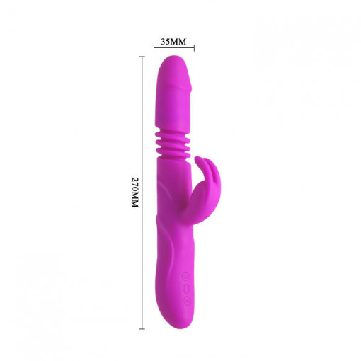 Vibrator rabbit high tech din silicon cu miscare inainte-inapoi Vibrator Pretty Love Ward In-Out 26cm - Img 6