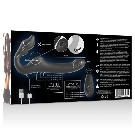 Vibrator Strap-on cu telecomanda fara curele cu tripla simulare IBIZA - Img 7