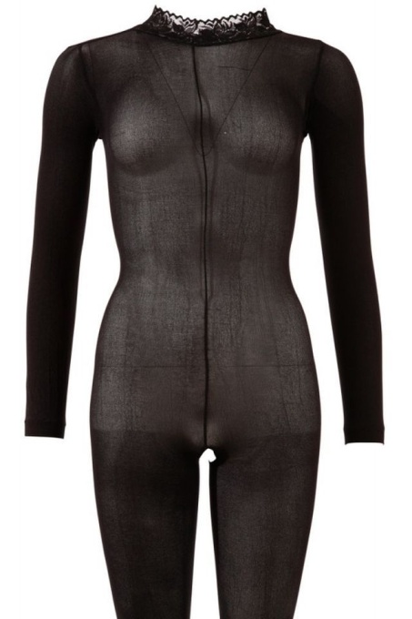 Catsuit mit Spitzenkragen black - S/M - Img 3