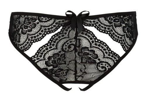 Chilotei sexy din dantela florala cu decupaje in model si in zona intima Crotchless black - L - Img 2