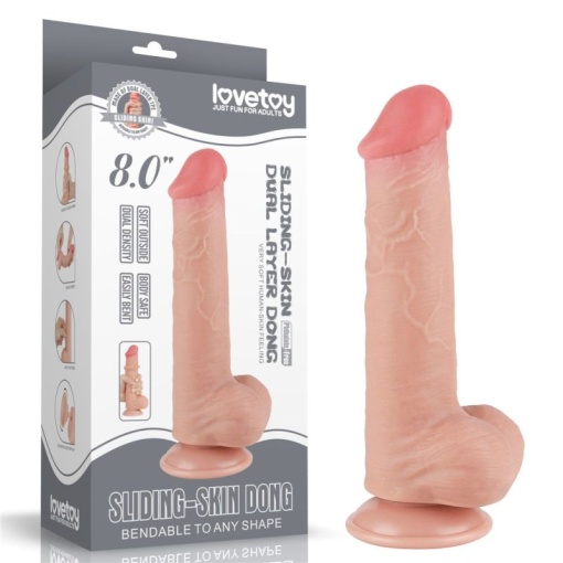 DILDO 8'' SLIDING SKIN DUAL LAYER DONG FLESH (20.8cm) - Img 2