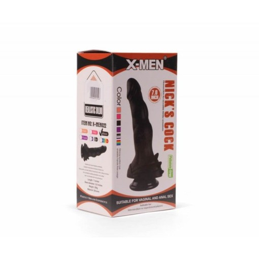 Dildo de înaltă calitate, în formă de penis X-MEN Nick's 7 Cock Black (17.8cm)