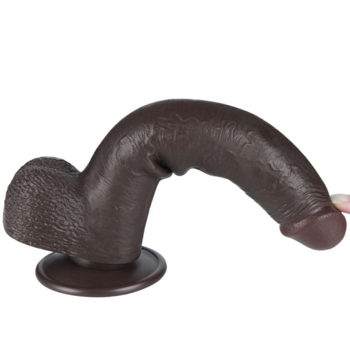 Dildo din material TPE super realist cu două straturi 9'' Sliding Skin Dual Layer Dong Black (22cm)