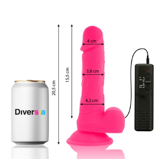 Dildo vibrator flexibil cu telecomanda cu ventuza de fixare Diversia culoare roz 20.5 CM -O- 4.2 CM - Img 7