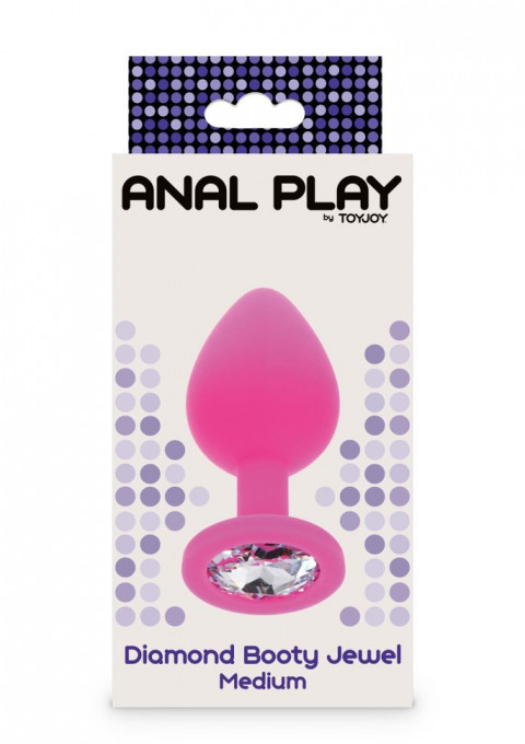 Dop anal Diamond Booty Jewel Medium, Pink (8cm) - Img 2