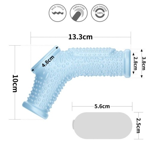 Inel erectie cu vibratii Vibrating Drip Knights Ring with Scrotum Sleeve Blue - Img 6
