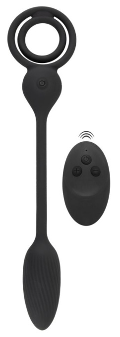 Inel penis si minge cu dop anal vibrant si 10 moduri de vibratie Cock and Ball Ring RC Butt Plug - Img 6