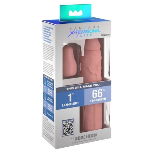 Manson elastic din silicon moale pentru penis cu inel 1" Silicone X-tension (17.8 cm) - Img 3