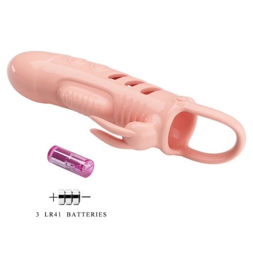 Manșon pentru penis cu vibratii PENIS SLEEVE PRETTY LOVE – SLOANE, NUDE (18,7CM) - Img 2