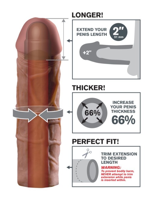 Manson prelungitor penis Fantasy X-tensions Mega 2' Extension Brown 20,3cm - Img 3