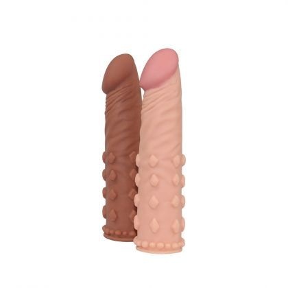 Manson prelungitor penis Pleasure X-Tender Penis Sleeve Flesh 18.5cm - Img 3