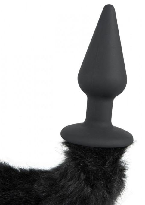 Plug anal din silicon in forma de con Plug with cat tail - Img 2