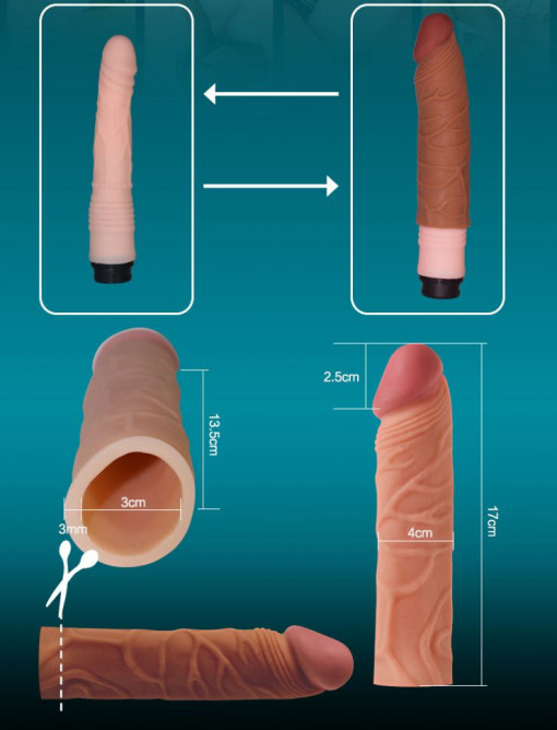 Prelungitor penis Pleasure X-Tender Penis Sleeve 2- Mulatru 17cm - Img 5