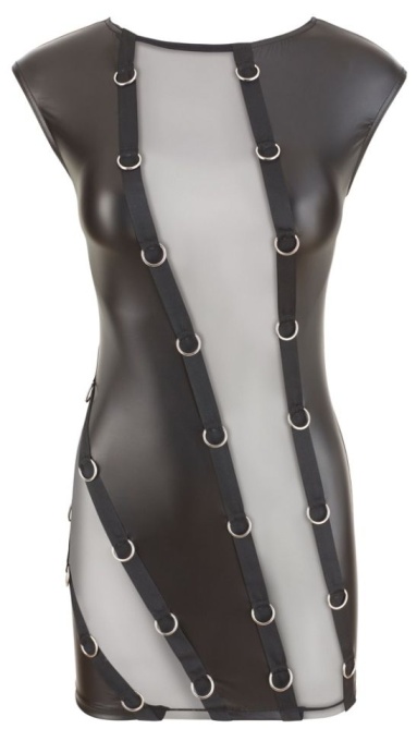 Rochie sexy cu insertii de plasa stransa, cu inele metalice decorative Cottelli Party - M - Img 3