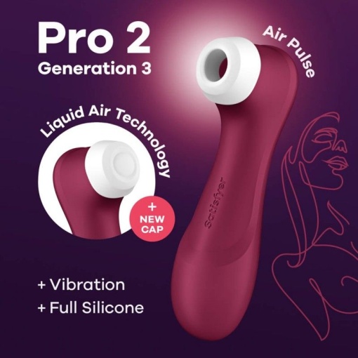Stimulator clitoris cu unde de presiune Pro 2 Generation 3 with Liquid Air wine red - Img 6