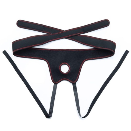 Strap-on cu ham si curea reglabile, prevazut cu un vibrator realist Black (20cm) - Img 3