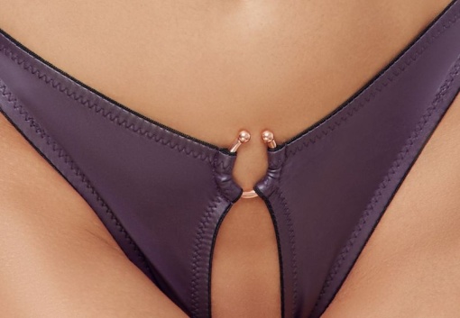 Sutien fara fir si slip cu aspect umed si decupaj in zona inghinala Set, Cottelli Lingerie - XL - Img 7