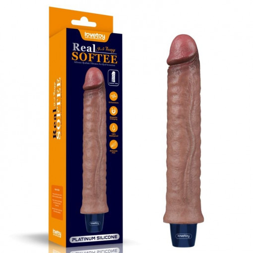 Vibrator clasic din silicon cu 10 moduri de vibratii puternice REAL SOFTEE Rechargeable (24.5cm)