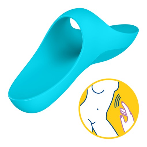 Vibrator din silicon SATISFYER Teaser light finger albastru 12.5cm - Reincarcabil - Img 2