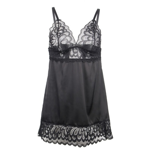 Babydoll cu imprimeu floral pe piept, negru, mărime S/M - Img 5