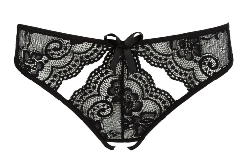 Chilotei sexy din dantela florala cu decupaje in model si in zona intima Crotchless black - L - Img 3