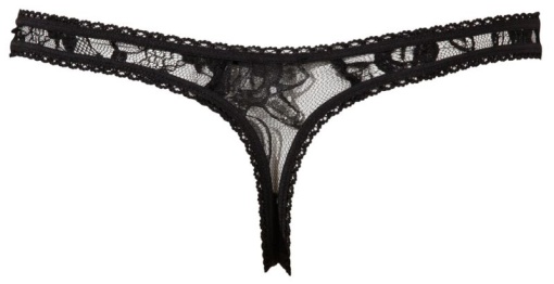 Chilotei tanga din dantela florala cu decupaj in zona intima Orion, black - S - Img 3