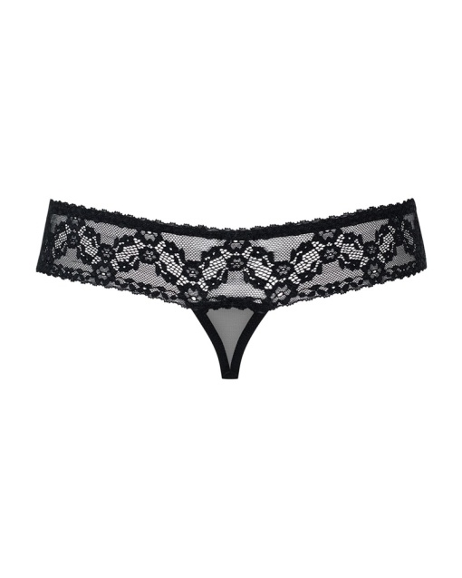 Chilotei tul si dantela elastica cu motive florale, cu decupaj inghinal Obsessive negru - L/XL - Img 2