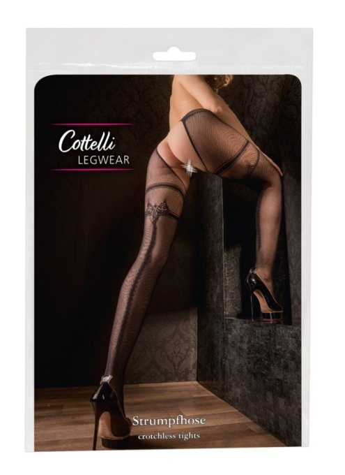 Colanti catifelati, moi, fara crotch, cu jartiera integrata , Cottelli Legware - 2XL - Img 4