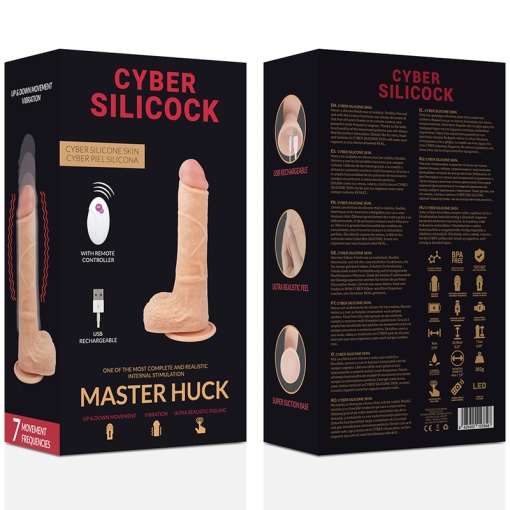Dildo cu vibratii si miscare sus jos cu telecomanda CYBERSILICOCK Master Huck 20 cm diam 4 cm - Img 3