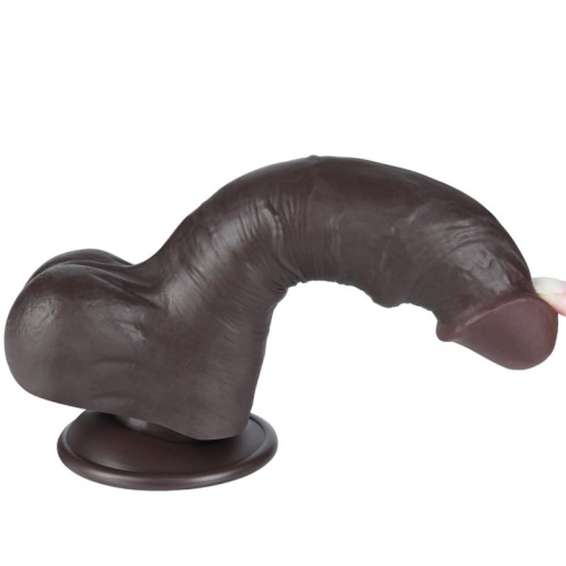 Dildo din material TPE super realist cu două straturi. 8'' Sliding Skin Dual Layer Dong Black I (20cm) - Img 3