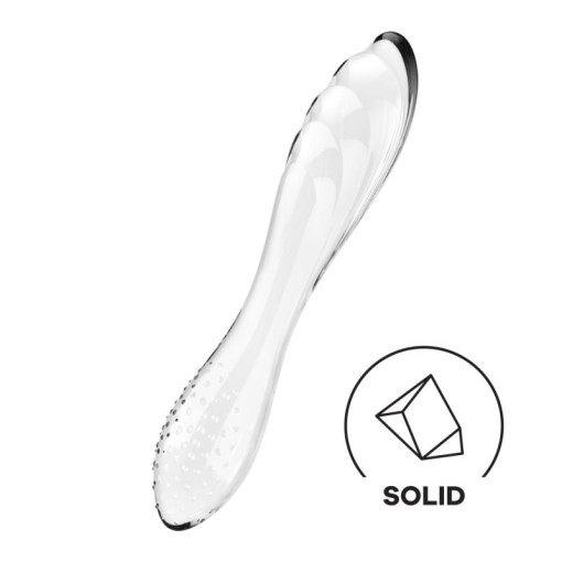 Dildo din sticla borosilicata solida cu doua capete Satisfyer Dazzling Crystal 1 transparent (18.2cm)