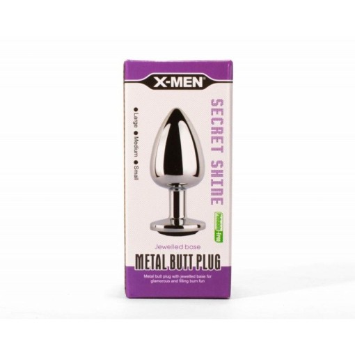 Dop anal mediu cu piatra pretioasa Mediu Secret Shine Metal Butt Plug (8.4cm) - Img 3
